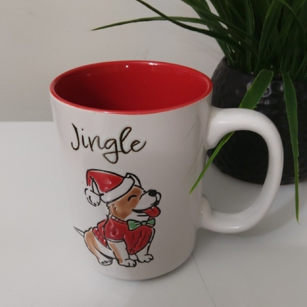 Eli & Ana Jingle Christmas Dog Mug, 17-oz, NWOT
